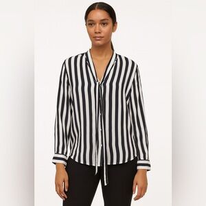 $198 Rails Collette Tie Neck Button Down Shirt - Navy Stripe - Medium